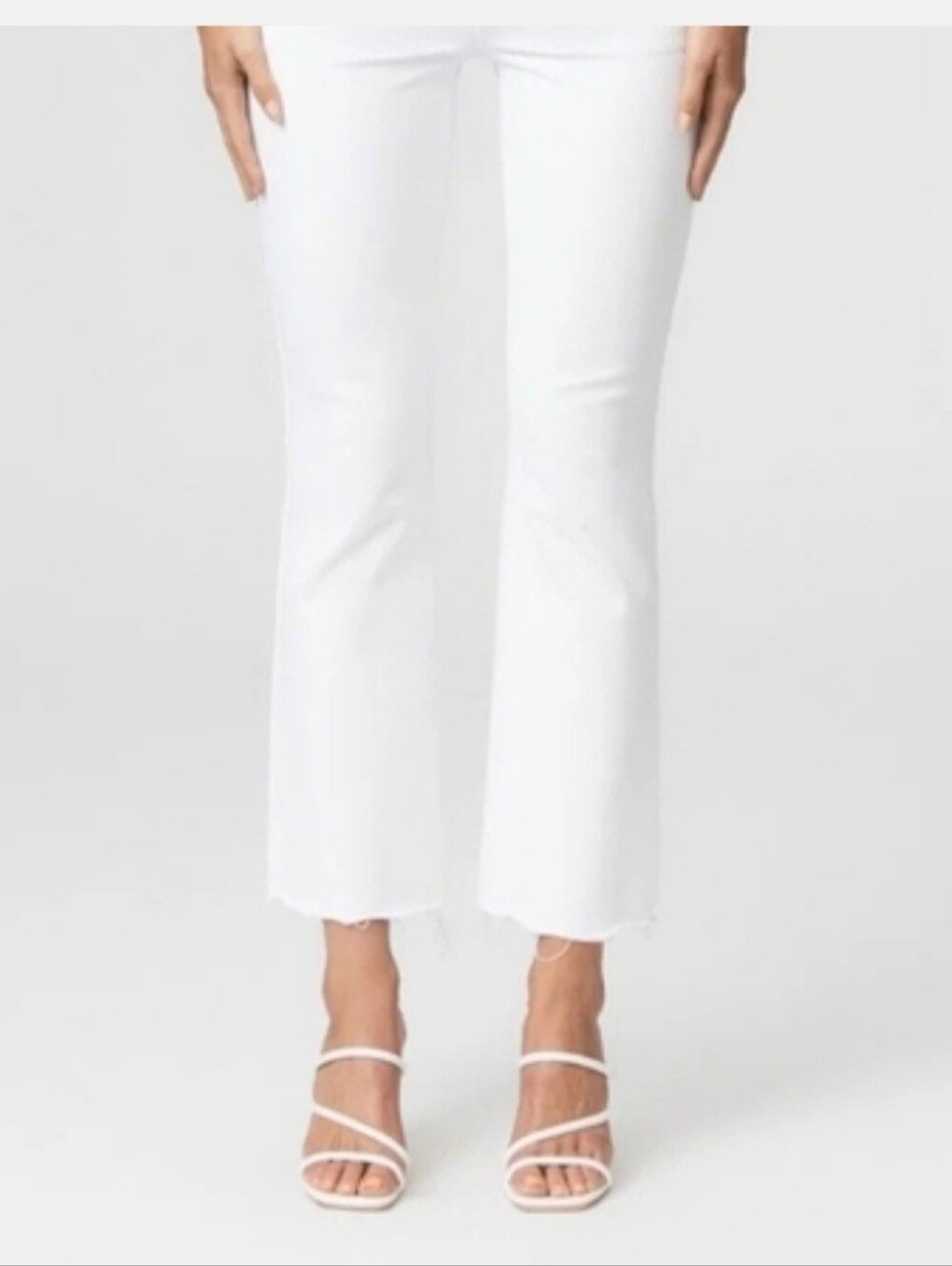 PAIGE Claudine High-Rise Ankle Flare Jeans - Crisp White Size 30